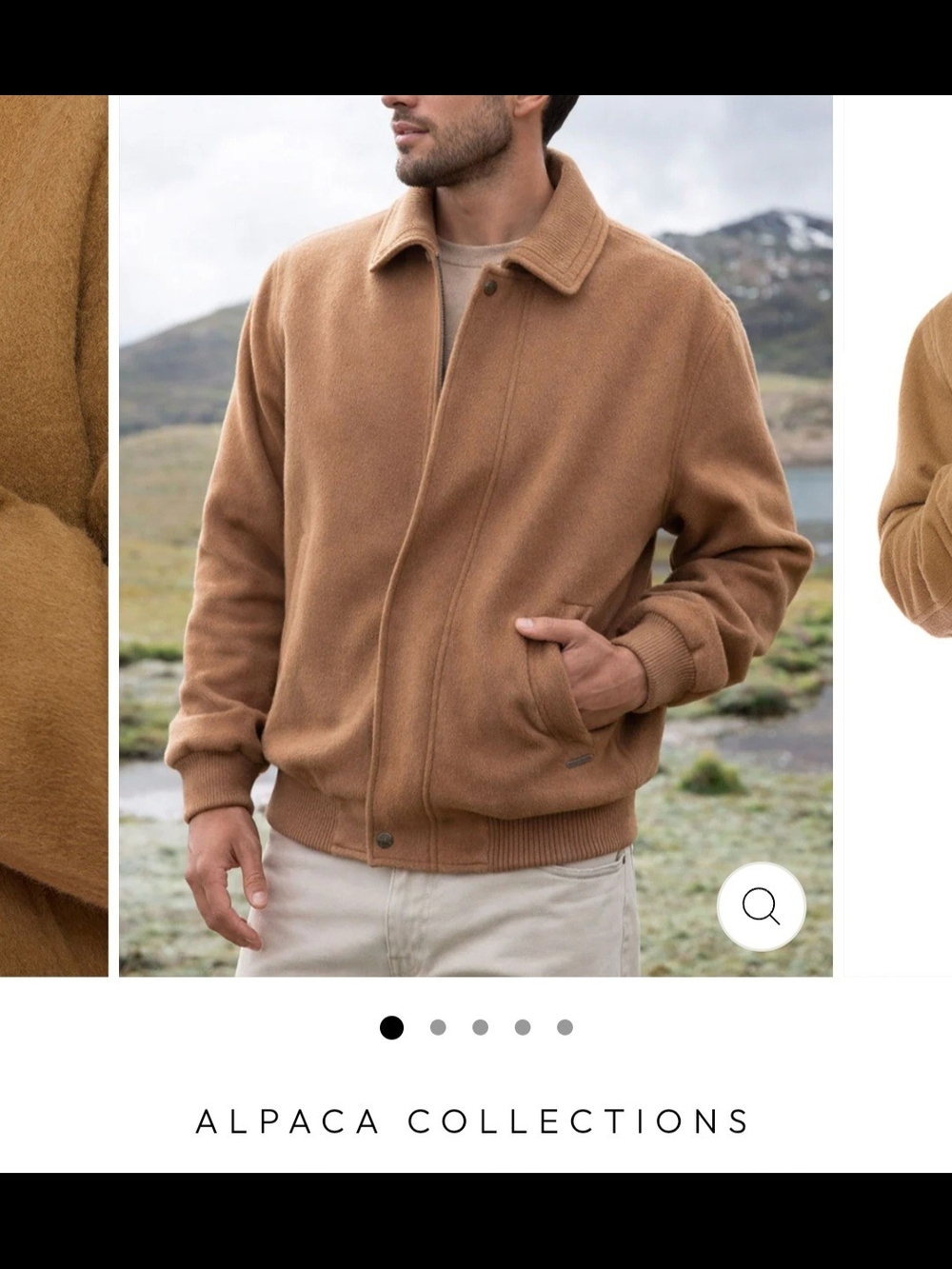 Andean Baby Alpaca & Wool XL Camel Men's Bomber Jacket